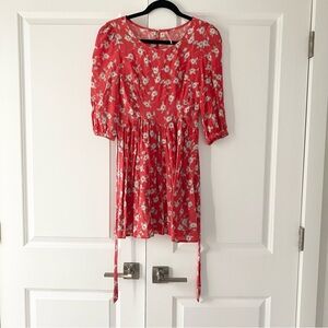 Free People Belted Floral Puff Sleeve Mini Dress